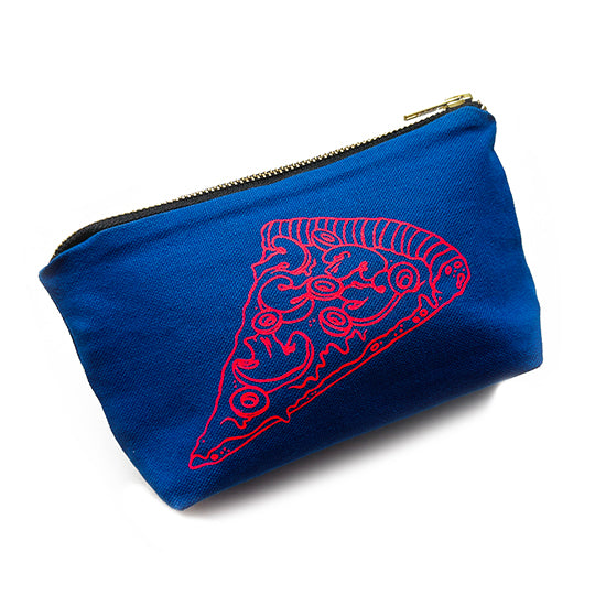 Blue Pizza Party Zippered Pouch