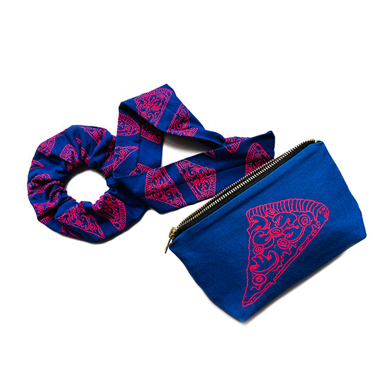 Blue Pizza Party Zippered Pouch